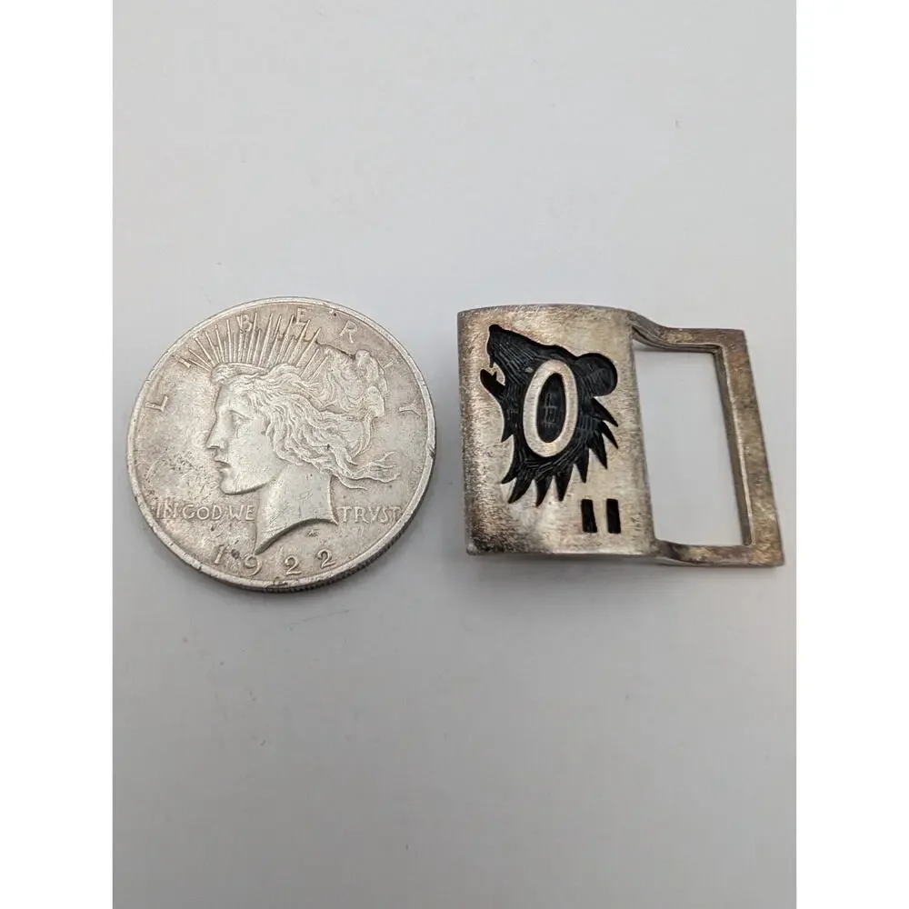 Vintage HOPICRAFT Wayne & Emory Sekaquaptewa Sterling Belt Buckle Wolf Head